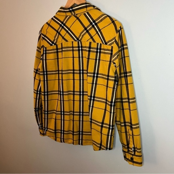 Original Use Men’s Gold & Black Plaid Long Sleeve Cotton Flannel Shirt Size M - Picture 12 of 16